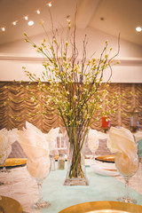 wedding centerpiece made of spring branches