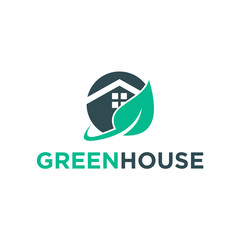 green leaves eco home, vector logo design template. - Vector