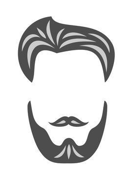 Male with stylish hairstyle, beard and moustache. Hair greying / graying. Vector illustration