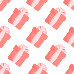 Seamless pattern boxes with gifts on white background love