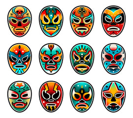 Lucha libre luchador wrestling show masks set