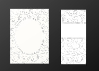 Flyer and brochure template with silver elegant pattern on dark