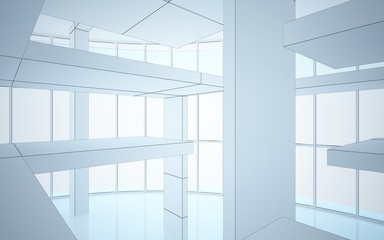 Obraz premium Abstract white interior highlights future. Polygon drawing. Architectural background. 3D illustration and rendering