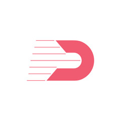 abstract letter d fast movement logo vector
