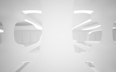 Obraz premium White smooth abstract architectural background. Night view with illumination. 3D illustration and rendering