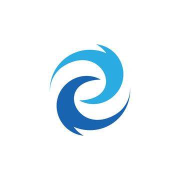 curves circles blue waves rotation simple logo vector