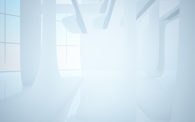 White smooth abstract architectural background. 3D illustration and rendering