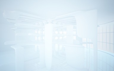 White smooth abstract architectural background. 3D illustration and rendering