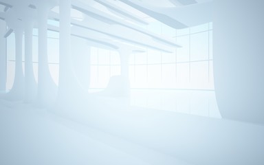 White smooth abstract architectural background. 3D illustration and rendering