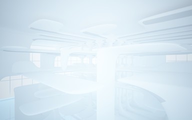 White smooth abstract architectural background. 3D illustration and rendering