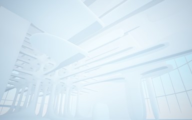 White smooth abstract architectural background. 3D illustration and rendering