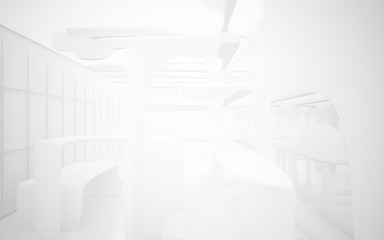White smooth abstract architectural background. 3D illustration and rendering