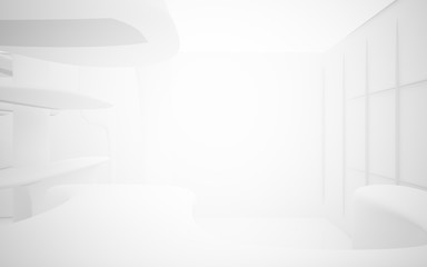White smooth abstract architectural background. 3D illustration and rendering