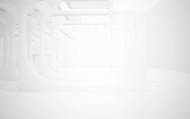 White smooth abstract architectural background. 3D illustration and rendering