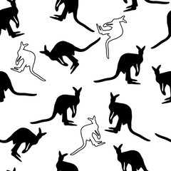 Seamless kangaroo pattern