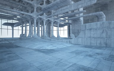 Empty dark abstract concrete smooth interior . Architectural background. 3D illustration and rendering