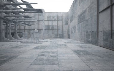 Empty dark abstract concrete smooth interior . Architectural background. 3D illustration and rendering