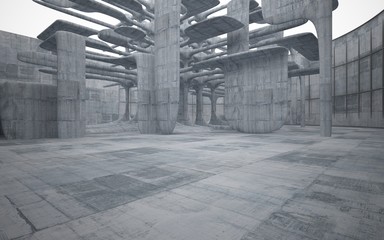 Empty dark abstract concrete smooth interior . Architectural background. 3D illustration and rendering