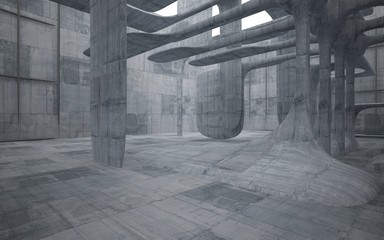 Empty dark abstract concrete smooth interior . Architectural background. 3D illustration and rendering