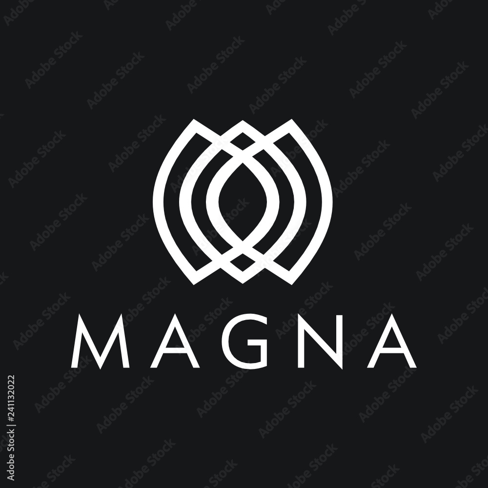 Poster Abstract premium linear vector logotype. Motion wave flow logo symbol. - Vector
