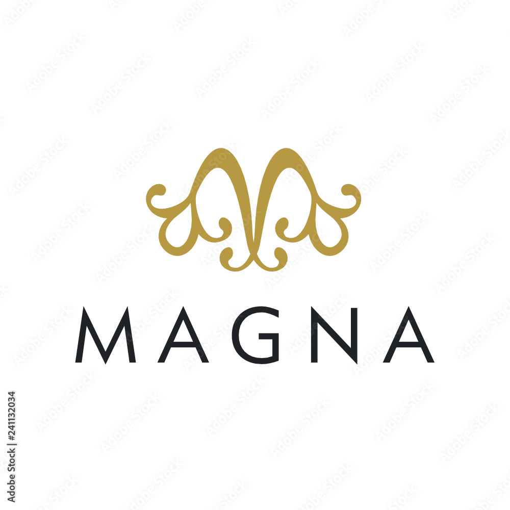 Poster Abstract premium linear vector logotype. Motion wave flow logo symbol. - Vector