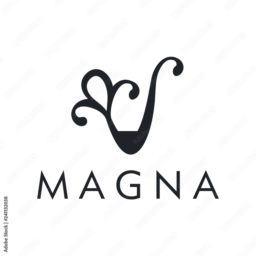 Poster Abstract premium linear vector logotype. Motion wave flow logo symbol. - Vector