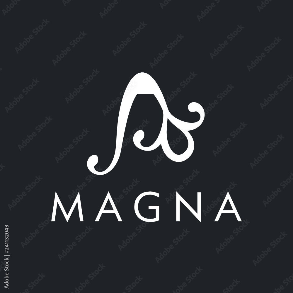 Poster Abstract premium linear vector logotype. Motion wave flow logo symbol. - Vector