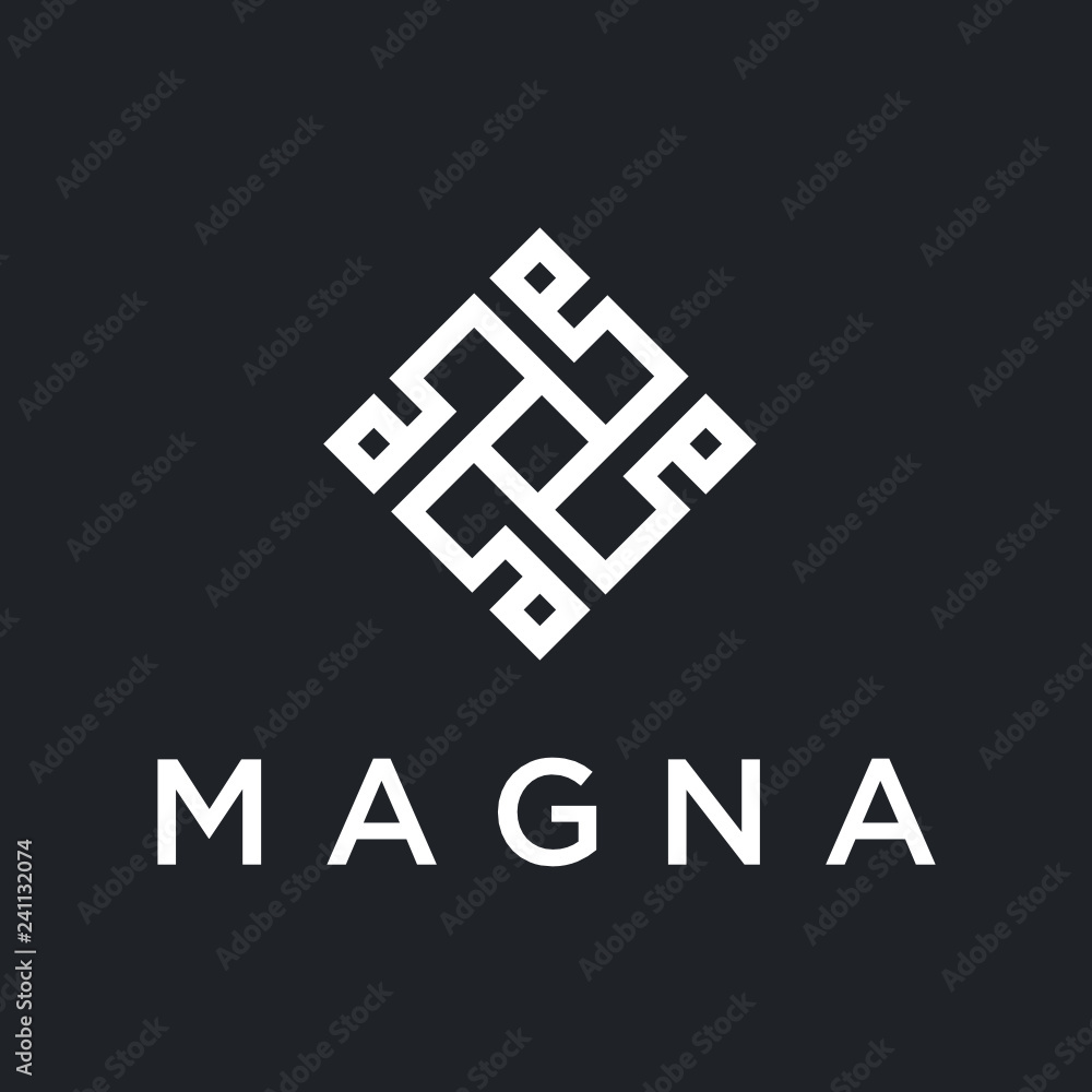 Poster Abstract premium linear vector logotype. Motion wave flow logo symbol. - Vector