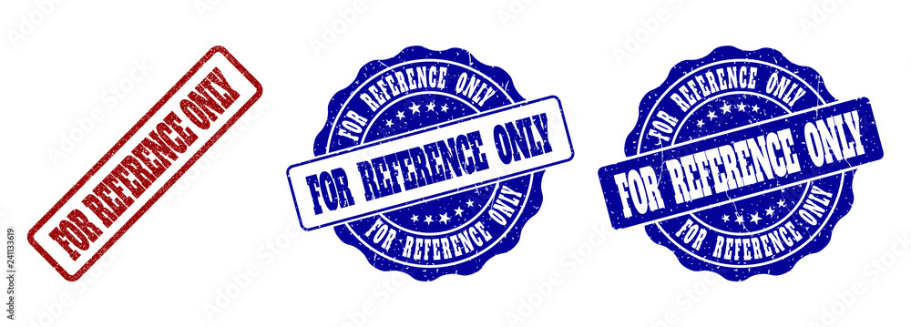Poster for reference only scratched stamp seals in red and blue colors. vector for reference only marks wit