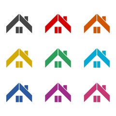 Home abstract construction company logo, Home icon, color set