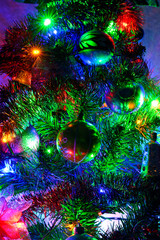 Fototapeta na wymiar Christmas tree, toys, garlands. Close-up