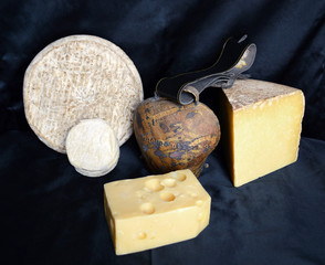 Assortment of cheese, made with cow's milk, and goat's milk. Cowbell