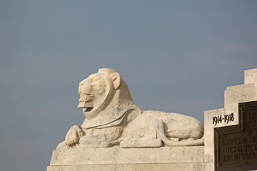 Fototapeta na wymiar Lion on Portsmouth Naval Memorial, Southsea