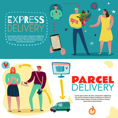 Delivery Service Horizontal Banners Set