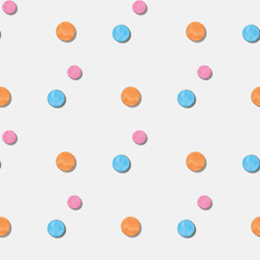 Seamless pattern of multicolored plasticine circles. clay effect