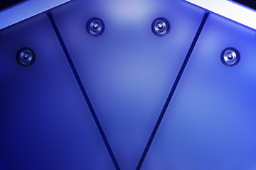 Glass furniture fronts or doors. Abstract macro material photo background with geometric structure of triangles and round buttons.