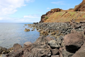 Costa rochosa da ilha Graciosa, Açores.
