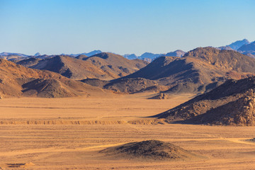Plakat View of Arabian desert and mountain range Red Sea Hills in Egypt