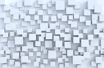 White geometric cube shapes  background. for design decorate. Realistic 3D render.