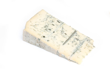 Italian Gorgonzola cheese isolated on a white studio background. - obrazy, fototapety, plakaty