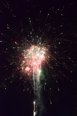 Celebration with fireworks at the night. Firecracker to celebrate a new year.