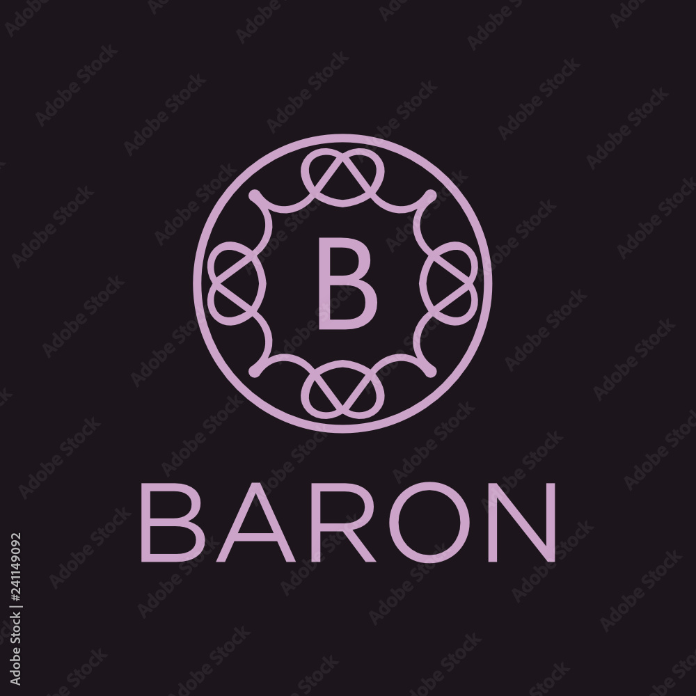 Poster premium linear shield monogram letter b logotype. elegant crest leaf stamp icon vector logo. luxury 