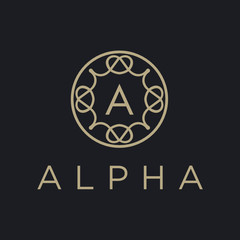 Elegant line curve vector logotype. Premium letter A logo design. Luxury linear creative monogram. - Vector