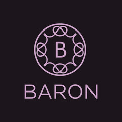 Premium linear shield monogram letter B logotype. Elegant crest leaf stamp icon vector logo. Luxury alphabet frame symbol. - Vector