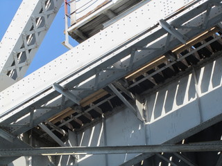 Nikolaevsky Bridge in Krasnoyarsk. Fragment of the bridge construction