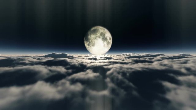 dream fly in clouds and moon