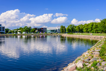 the scenic waterfront on the shore of the Baltic sea in Kuressaare town, Saaremaa island, Estonia