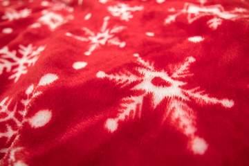 Christmas Decoration Symbols on Red Fleece Material