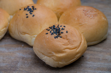Sesame bun on table