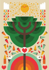 Araucaria with Sunshine and Fruits